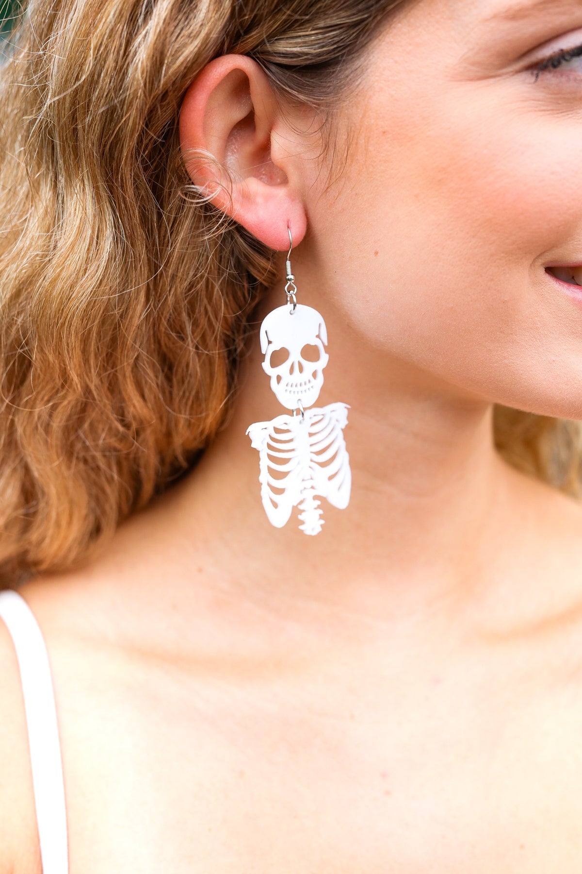 White Skeleton Acrylic Drop Earrings