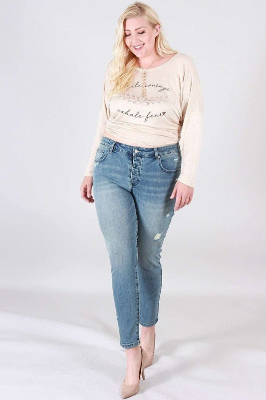 Distressed skinny plus size