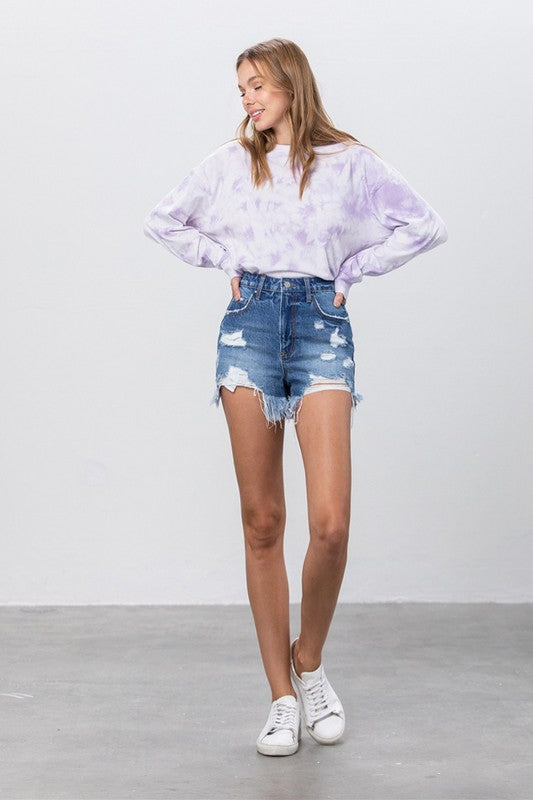 High rise premium denim shorts