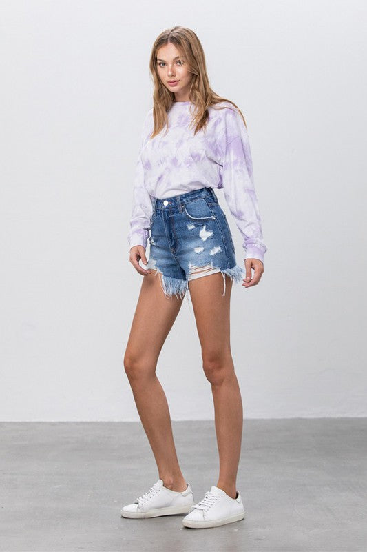 High rise premium denim shorts