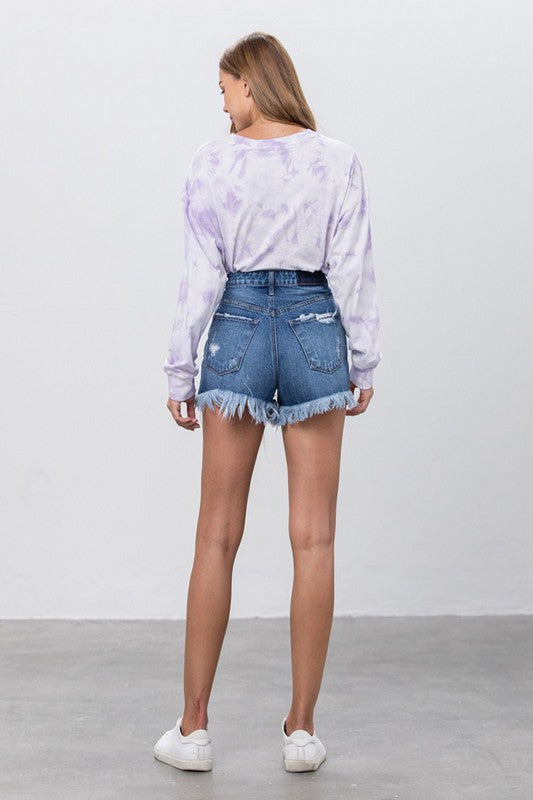 High rise premium denim shorts