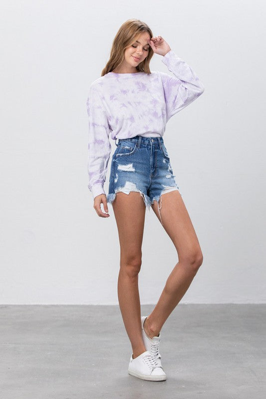 High rise premium denim shorts