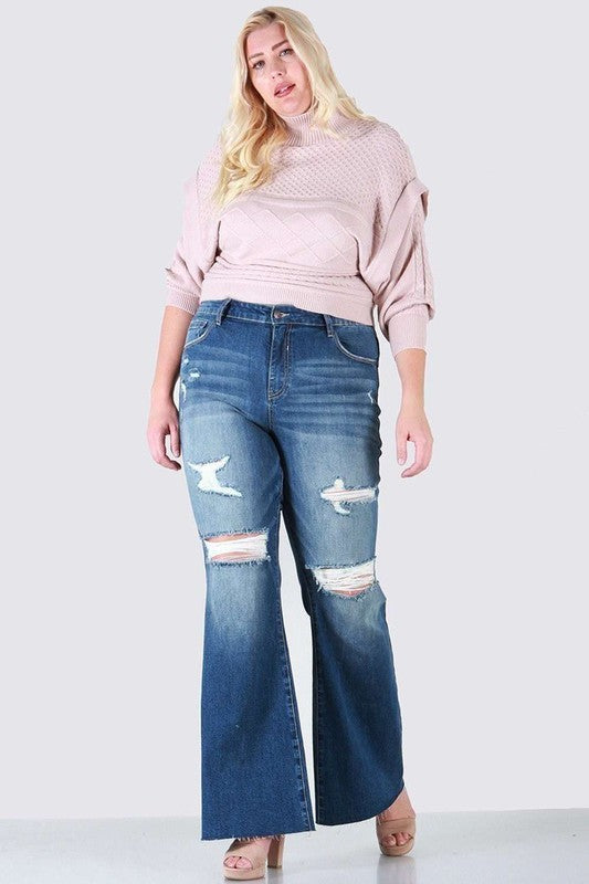 Distressed boot cut plus size