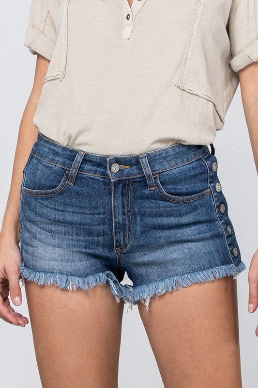 MIid Rise Shorts with Side Snap Buttons