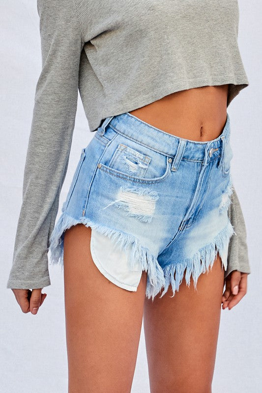 High rise flare shorts