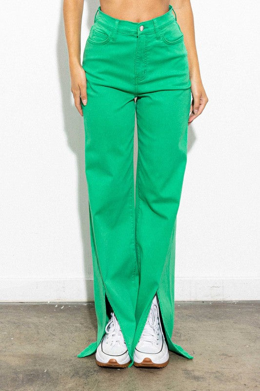 Front slit wide leg Pants