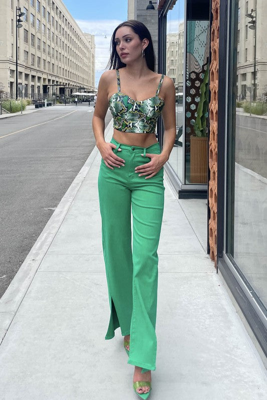 Front slit wide leg Pants