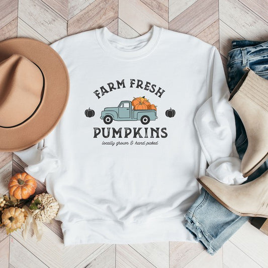 Farm Fresh Pumpkins Truck Graphic Sweatshirt