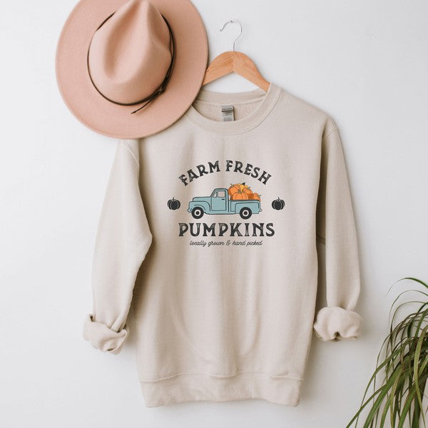 Farm Fresh Pumpkins Truck Graphic Sweatshirt