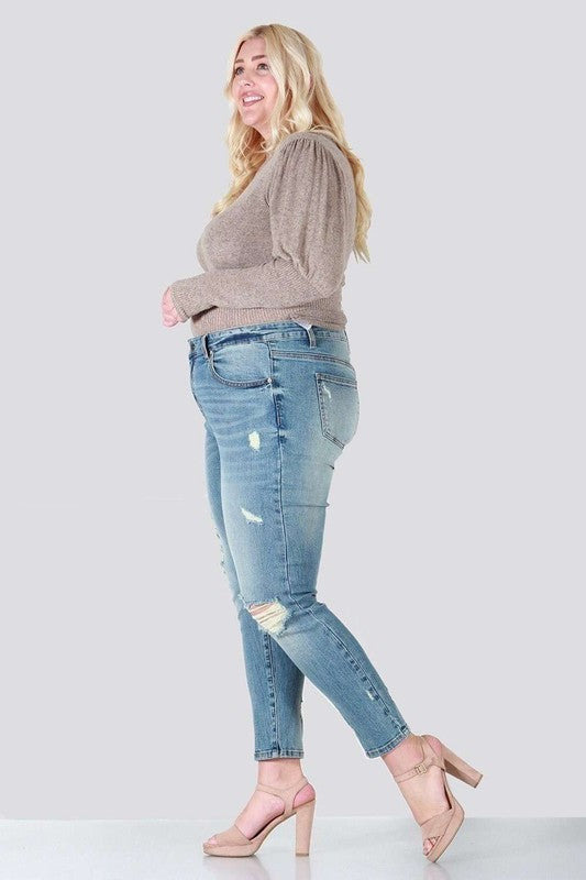 Distressed skinny plus size