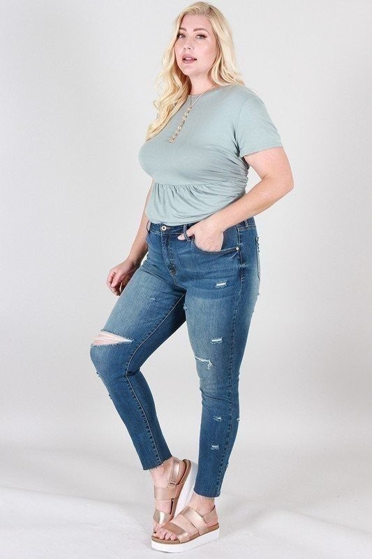 Distressed skinny plus size