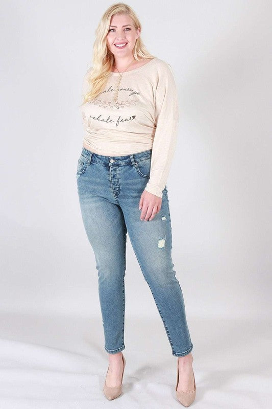 Distressed skinny plus size