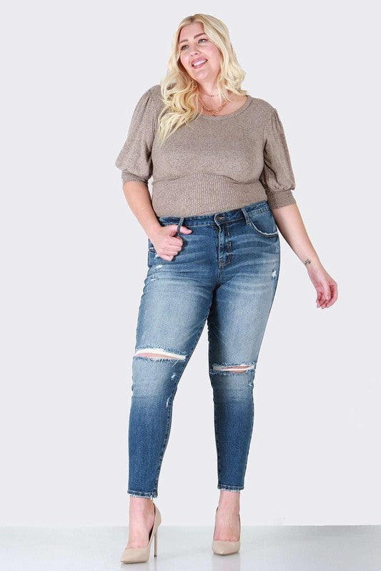 Distressed skinny plus size