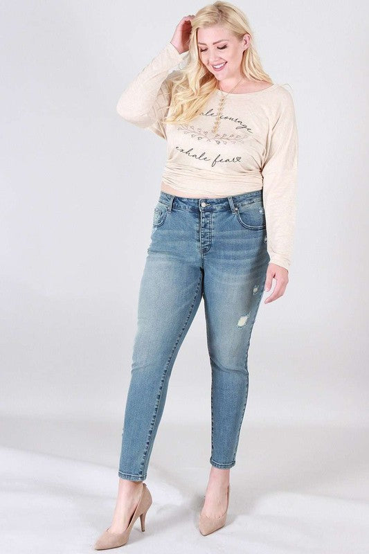 Distressed skinny plus size