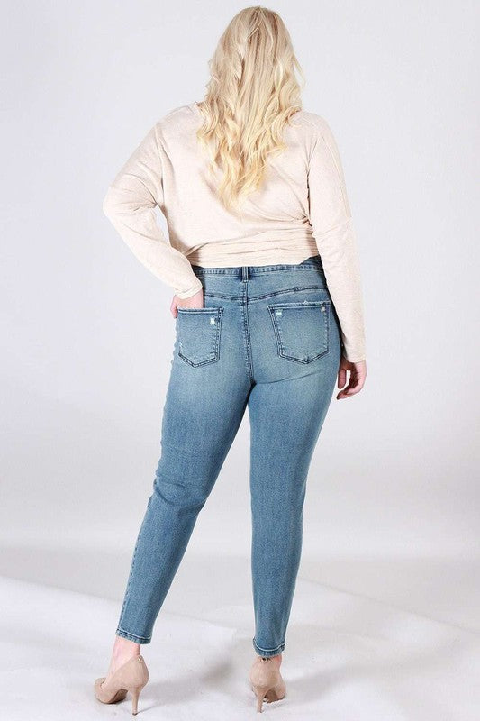 Distressed skinny plus size