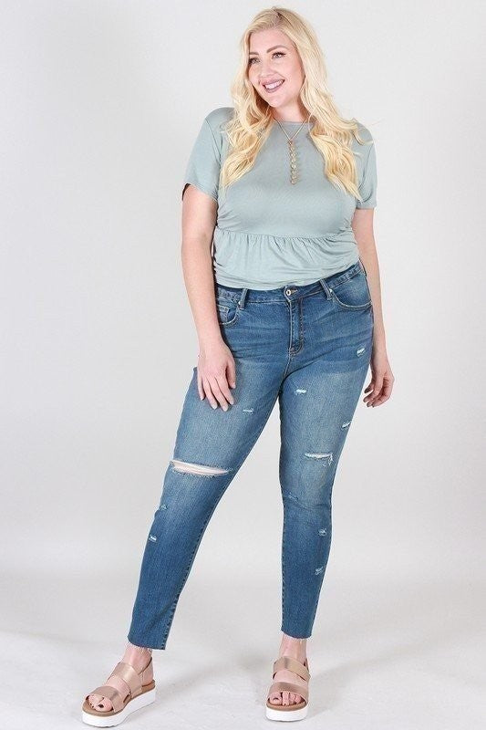 Distressed skinny plus size