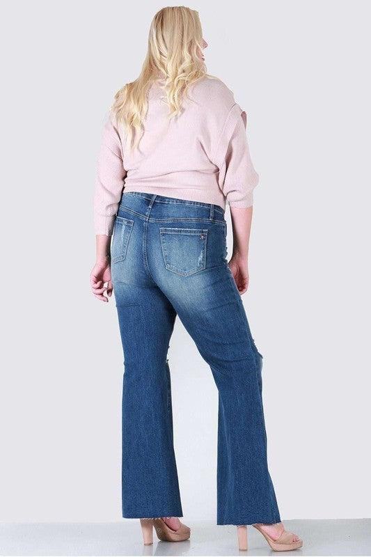 Distressed boot cut plus size