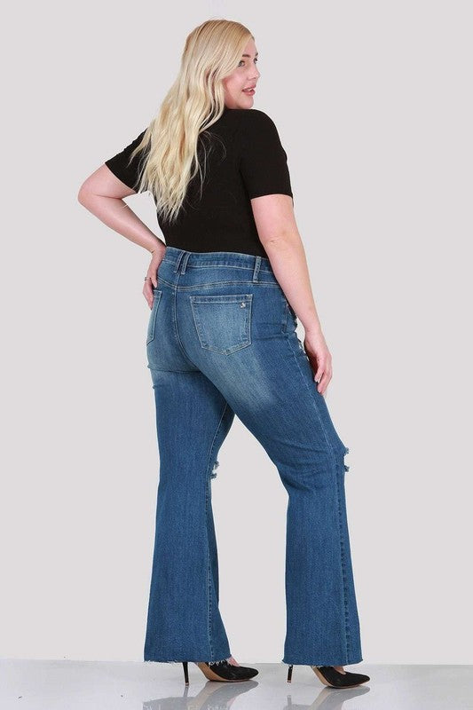 Distressed boot cut plus size