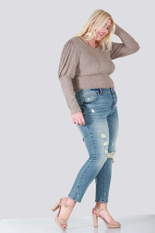 Distressed skinny plus size