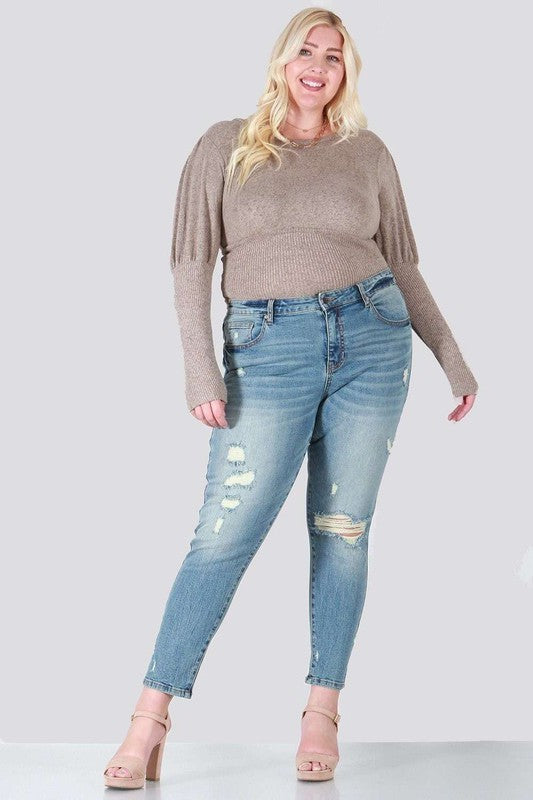 Distressed skinny plus size