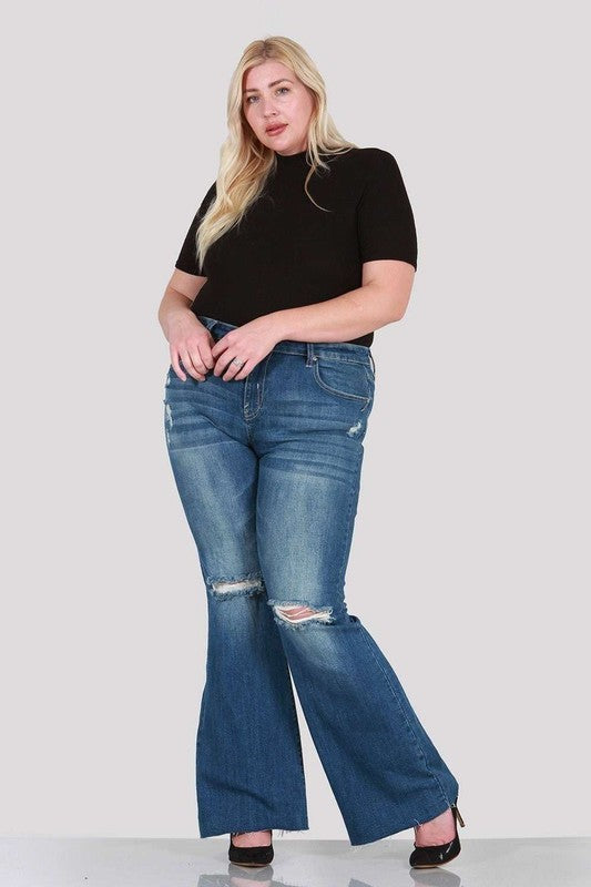 Distressed boot cut plus size