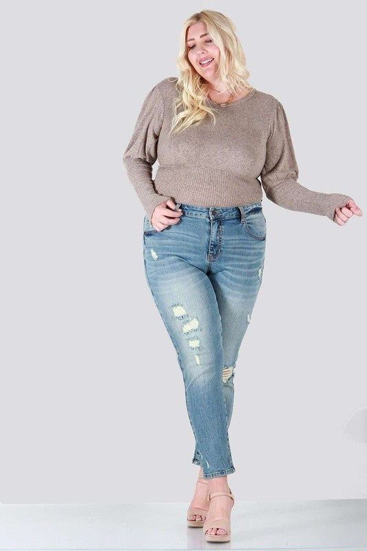 Distressed skinny plus size