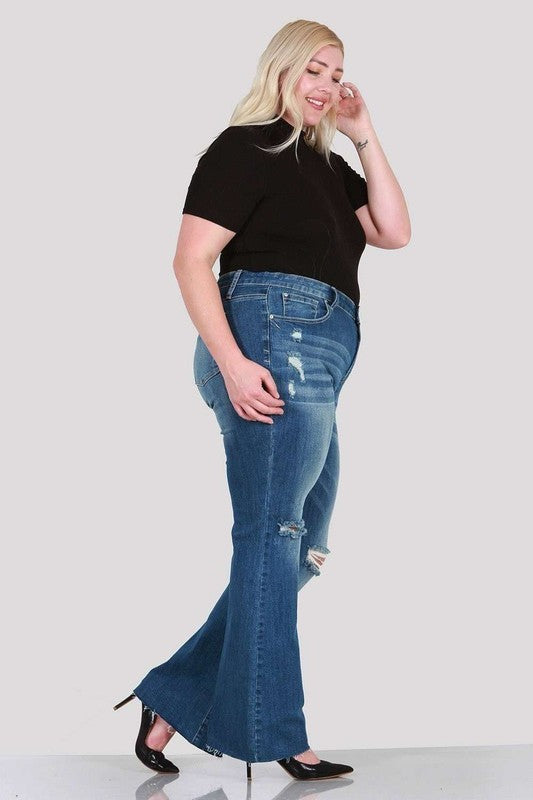 Distressed boot cut plus size