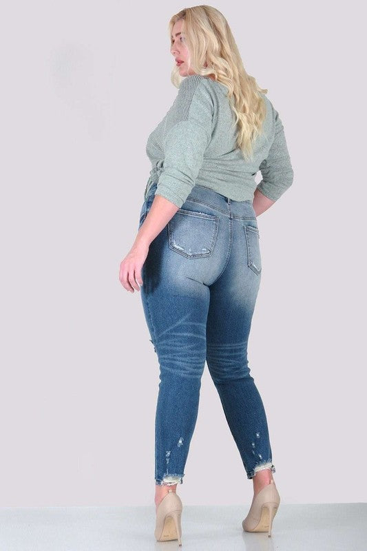 Distressed skinny plus size