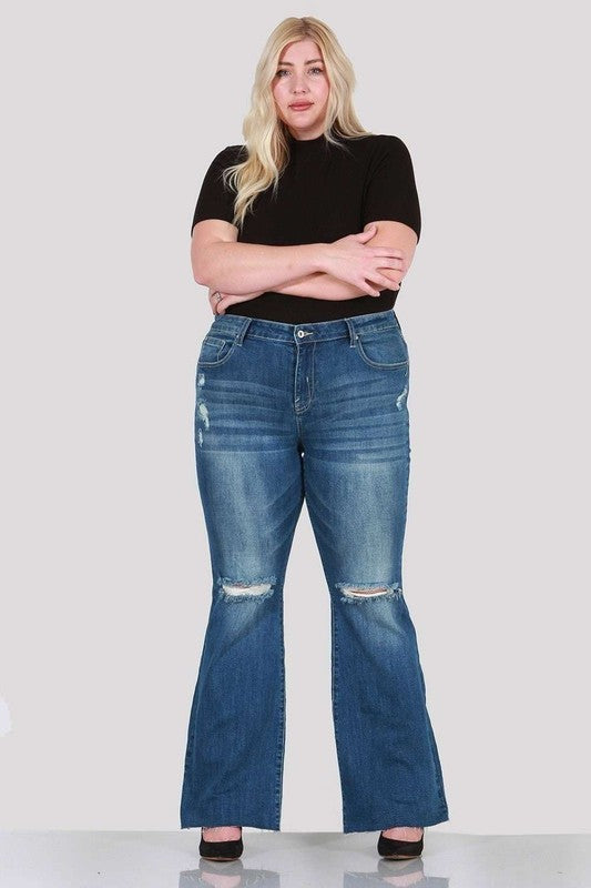 Distressed boot cut plus size