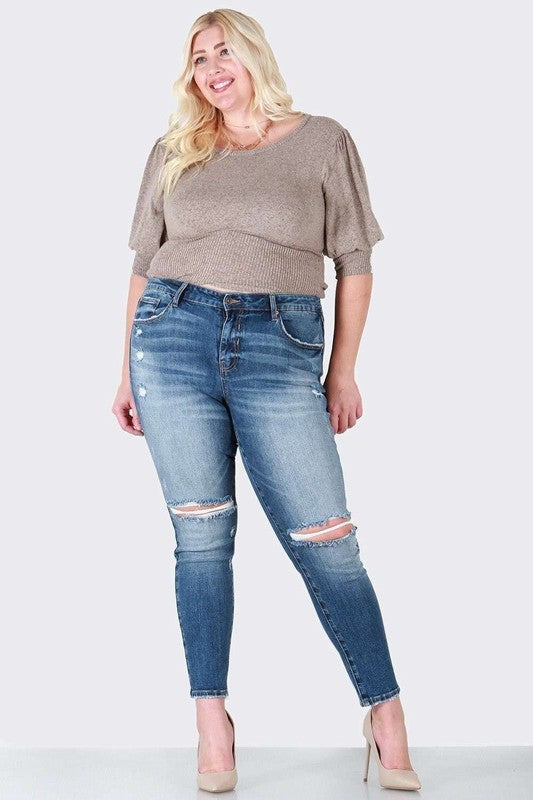 Distressed skinny plus size