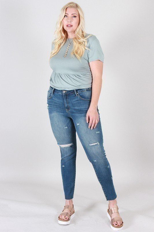 Distressed skinny plus size