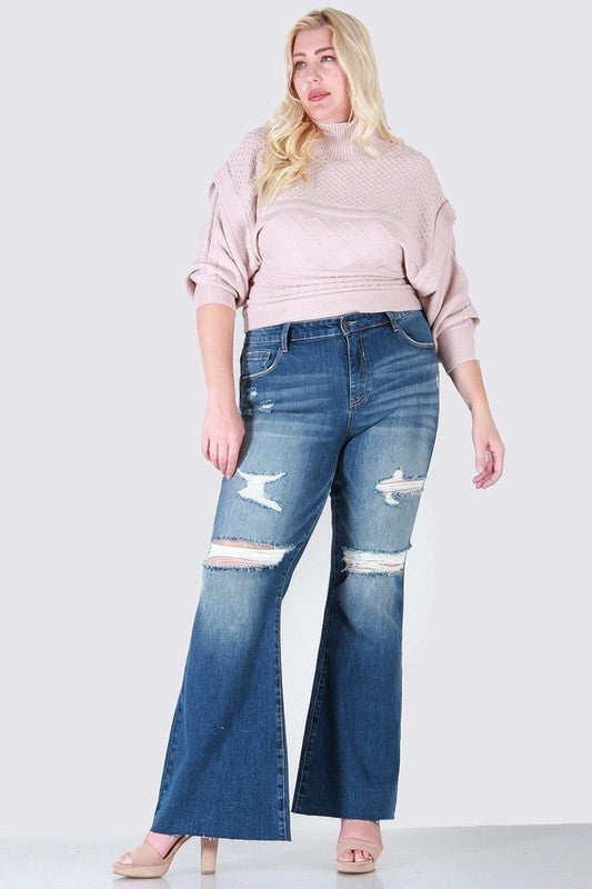 Distressed boot cut plus size