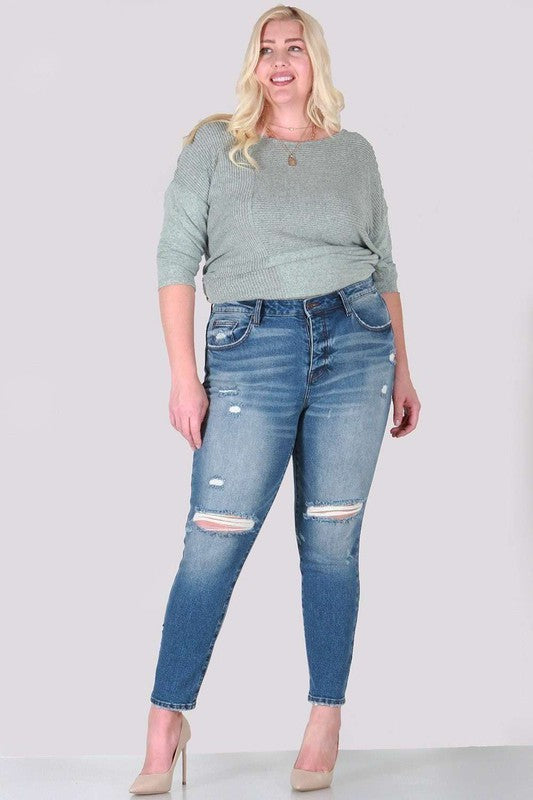 Distressed skinny plus size