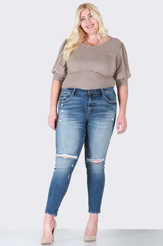 Distressed skinny plus size