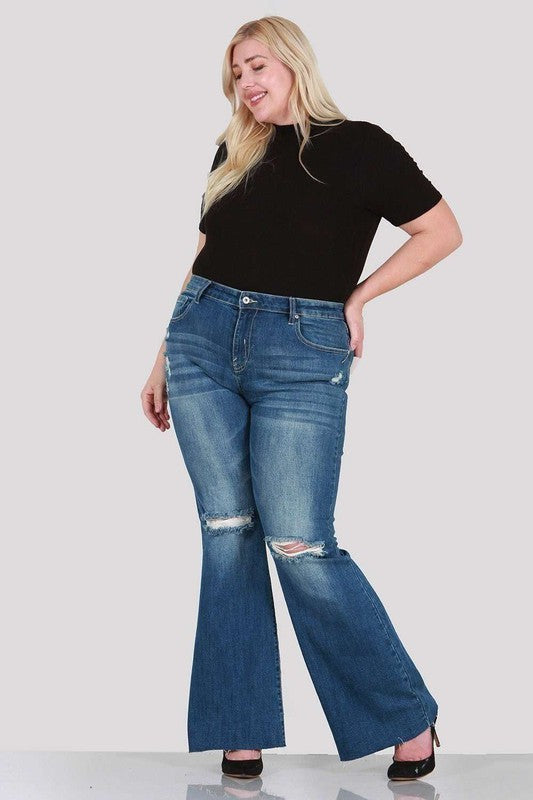 Distressed boot cut plus size