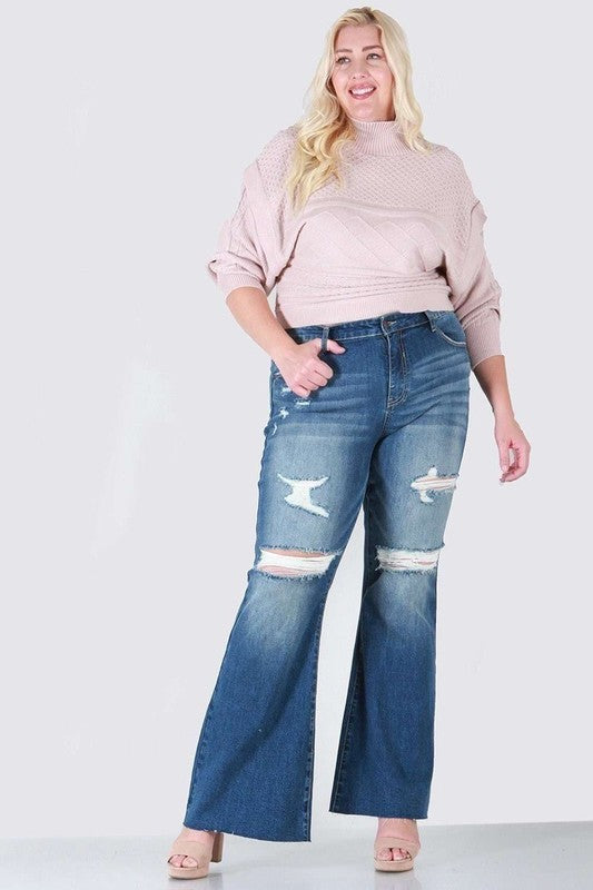 Distressed boot cut plus size