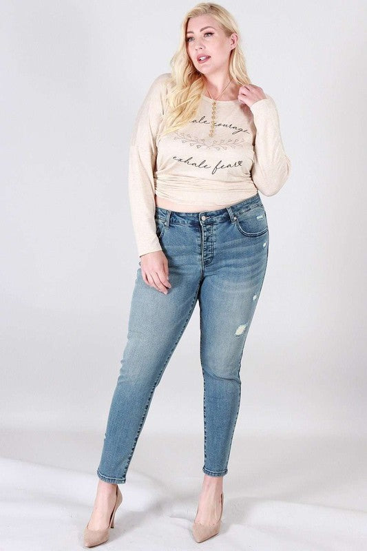 Distressed skinny plus size