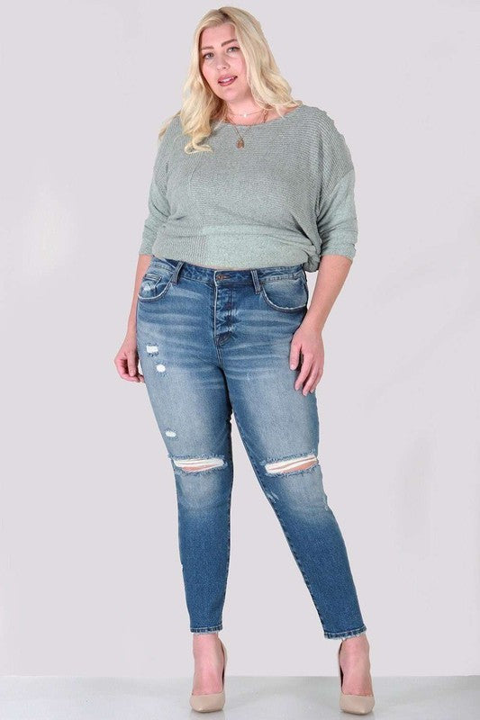 Distressed skinny plus size