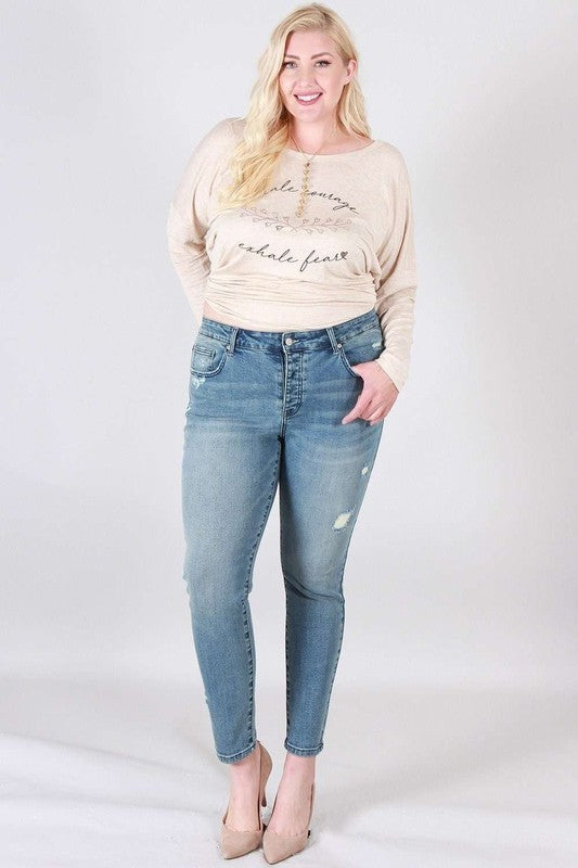 Distressed skinny plus size