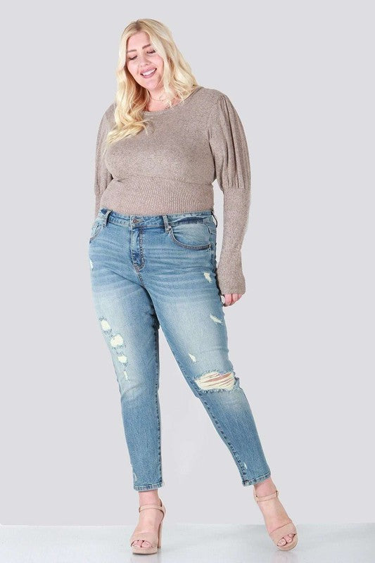 Distressed skinny plus size