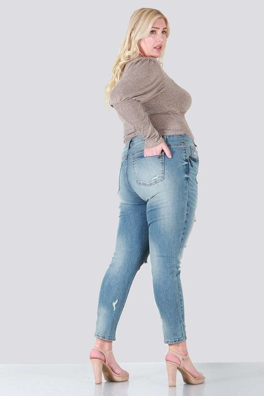 Distressed skinny plus size