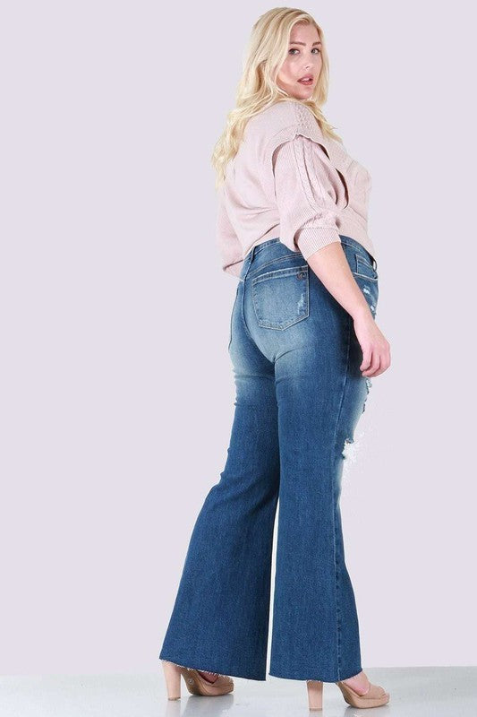 Distressed boot cut plus size