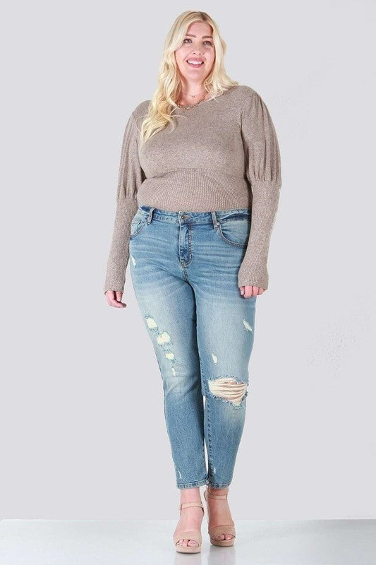 Distressed skinny plus size