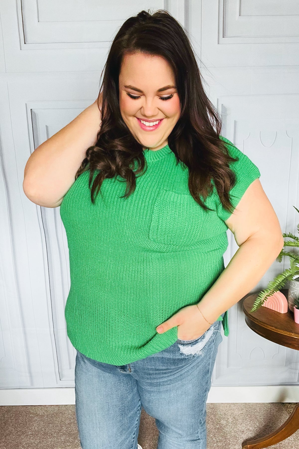 Seize The Day Kelly Green Dolman Rib Sweater Top