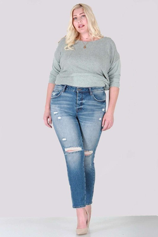 Distressed skinny plus size