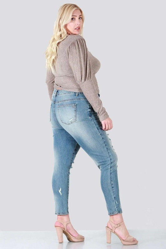 Distressed skinny plus size