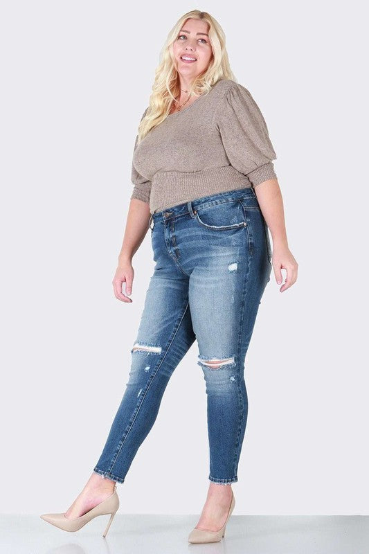 Distressed skinny plus size