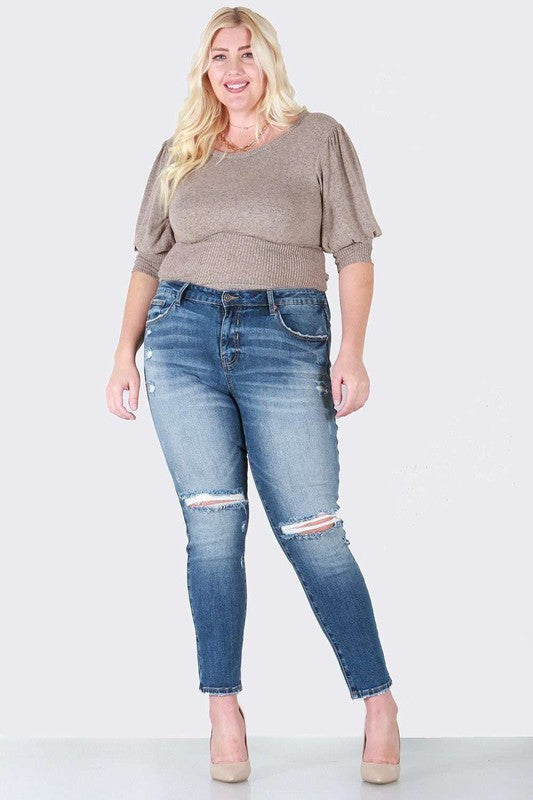 Distressed skinny plus size