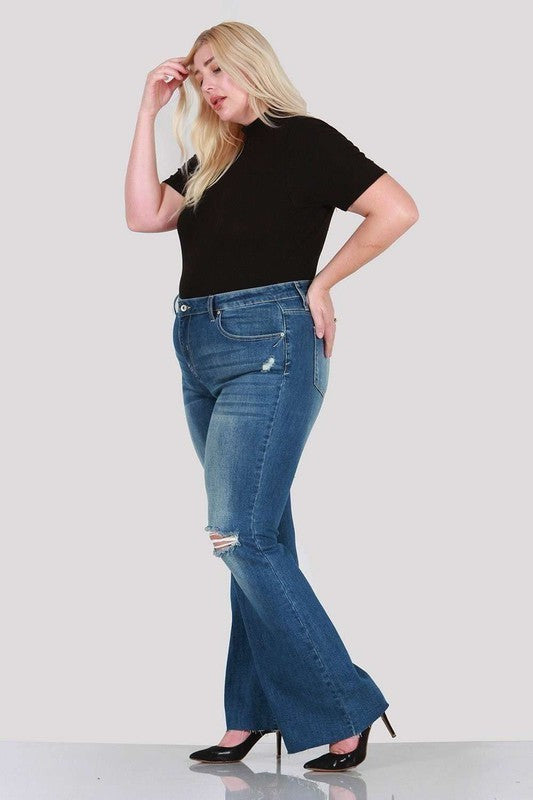 Distressed boot cut plus size