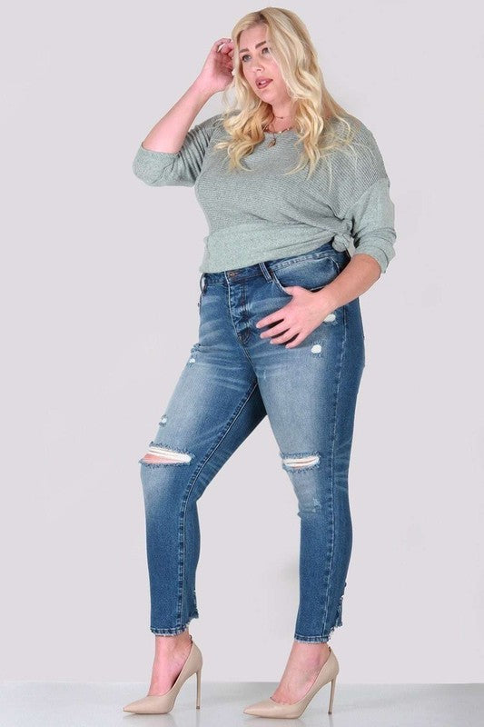 Distressed skinny plus size